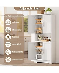 gaomon Tall Kitchen Pantry Cabinet, Storage Cabinet with Doors and Adjustable Shelves, Freestanding Cupboard for Living Room, Dining Room