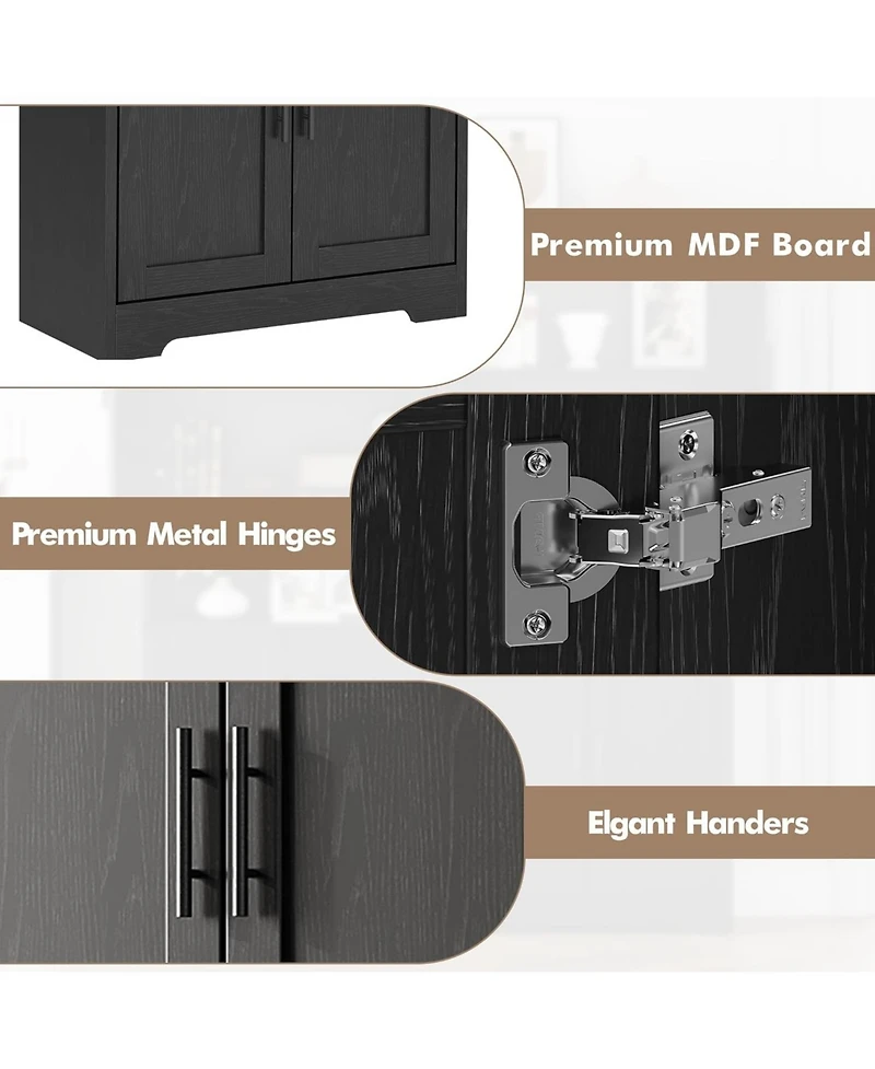 gaomon Tall Kitchen Pantry Cabinet, Storage Cabinet with Doors and Adjustable Shelves, Freestanding Cupboard for Living Room, Dining Room