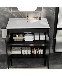 Sillysis 30"Bathroom Vanity with Sink, Soft-Closing Drawers and Large Storage for Modern Bathrooms, Floor Standing or Wall Mounted
