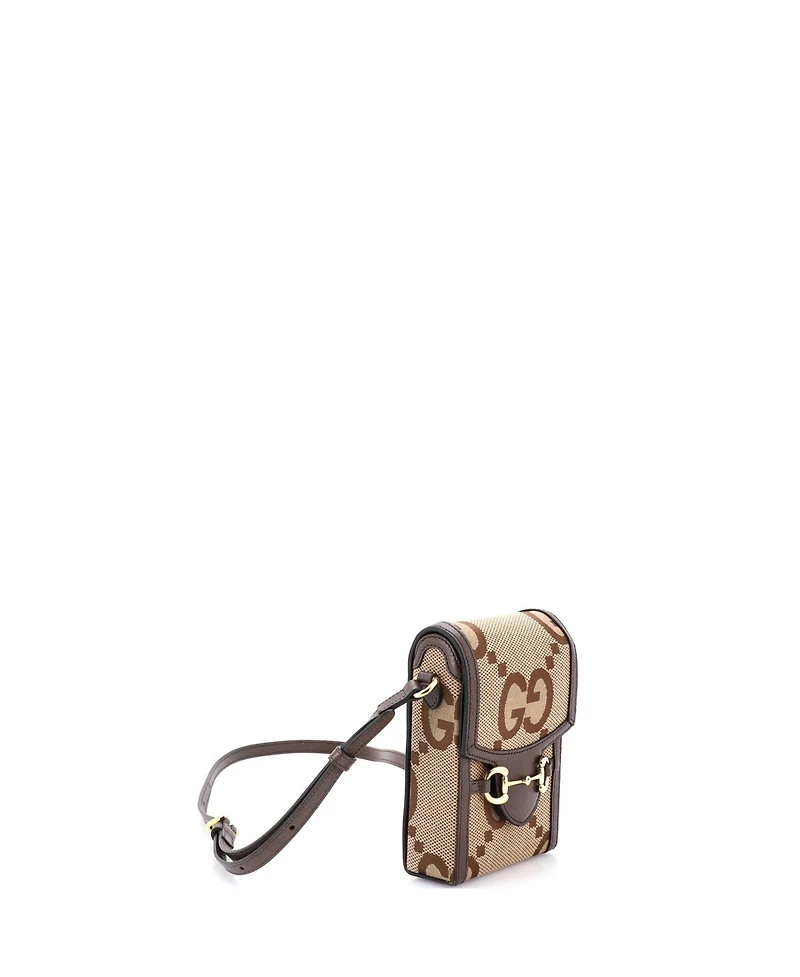 Pre-Owned Gucci Mini Horsebit 1955 Crossbody Bag Jumbo Gg Canvas
