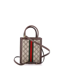 Pre-Owned Gucci Super Mini Ophidia Convertible Tote Gg Coated Canvas