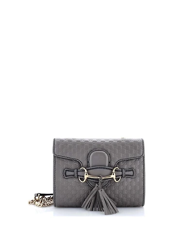 Pre-Owned Gucci Mini Emily Chain Flap Bag Microguccissima Leather
