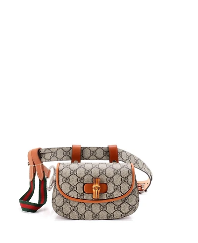 Pre-Owned Gucci Mini Bamboo 1947 Belt Bag Gg Coated Canvas
