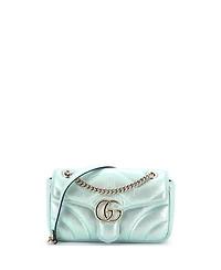 Pre-Owned Gucci Small Gg Marmont Flap Bag Chevron Iridescent Leather