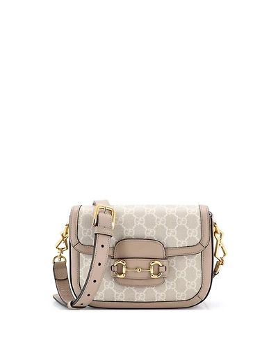 Pre-Owned Gucci Mini Horsebit 1955 Shoulder Bag Gg Coated Canvas with Leather