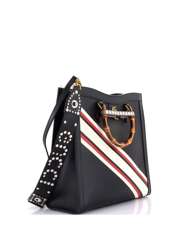 Pre-Owned Gucci Large Diana Nm Bamboo Handle Tote Printed Leather