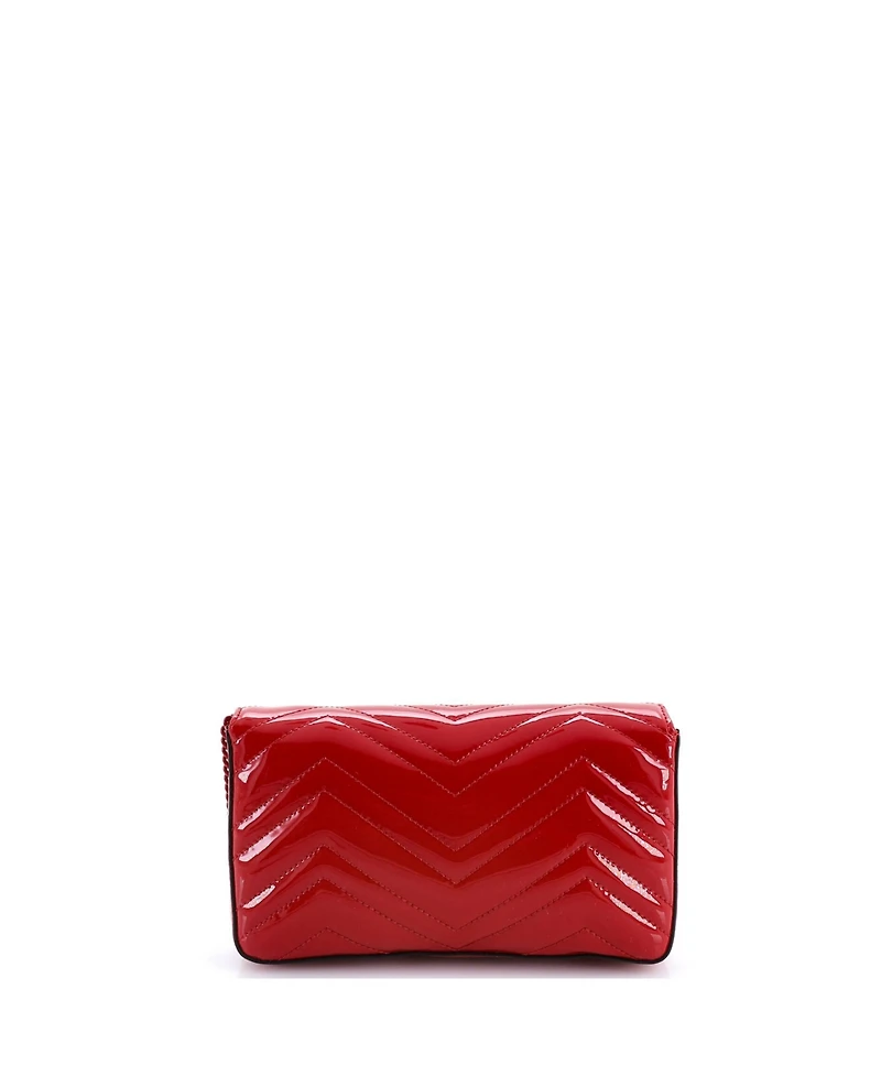 Pre-Owned Gucci Mini Gg Marmont Flap Bag Matelasse Patent