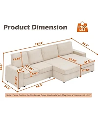 gaomon Oversized Modular Sectional Sofa, Convertible Sleeper Couch with Chaise, Deep Seat and Wide Armrests
