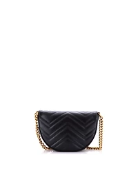 Pre-Owned Gucci Mini Gg Marmont Half Moon Flap Crossbody Bag Matelasse Leather