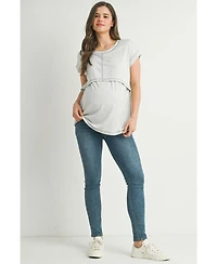 Hello Miz Maternity T-Shirt Relaxed Fit Short Sleeve Layered Nursing-Friendly
