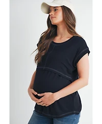 Hello Miz Maternity T-Shirt Relaxed Fit Short Sleeve Layered Nursing-Friendly