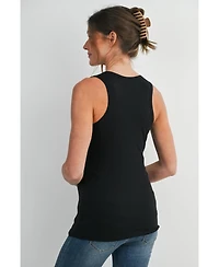 Hello Miz Maternity Ribbed Henley Tank Top Fitted Nursing Friendly