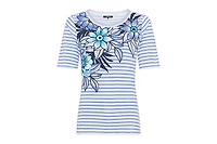 Olsen Women's Stripe Placement Print T-Shirt