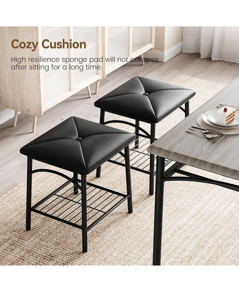 gaomon Dining Table with Benches, Kitchen Table Set for 4, Dining Room Table Set with Upholstered Bench and Square Stools