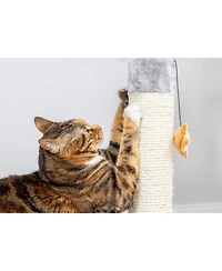Armarkat Mouse Shape Real Wood Cat Scratcher Toy with Sisal Scratching Post and Hanging Rope Toys