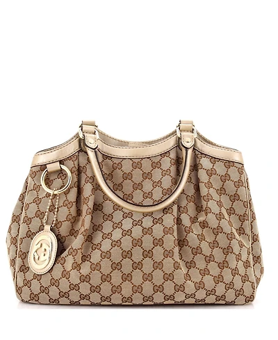 Pre-Owned Gucci Medium Sukey Tote Gg Canvas with Leather
