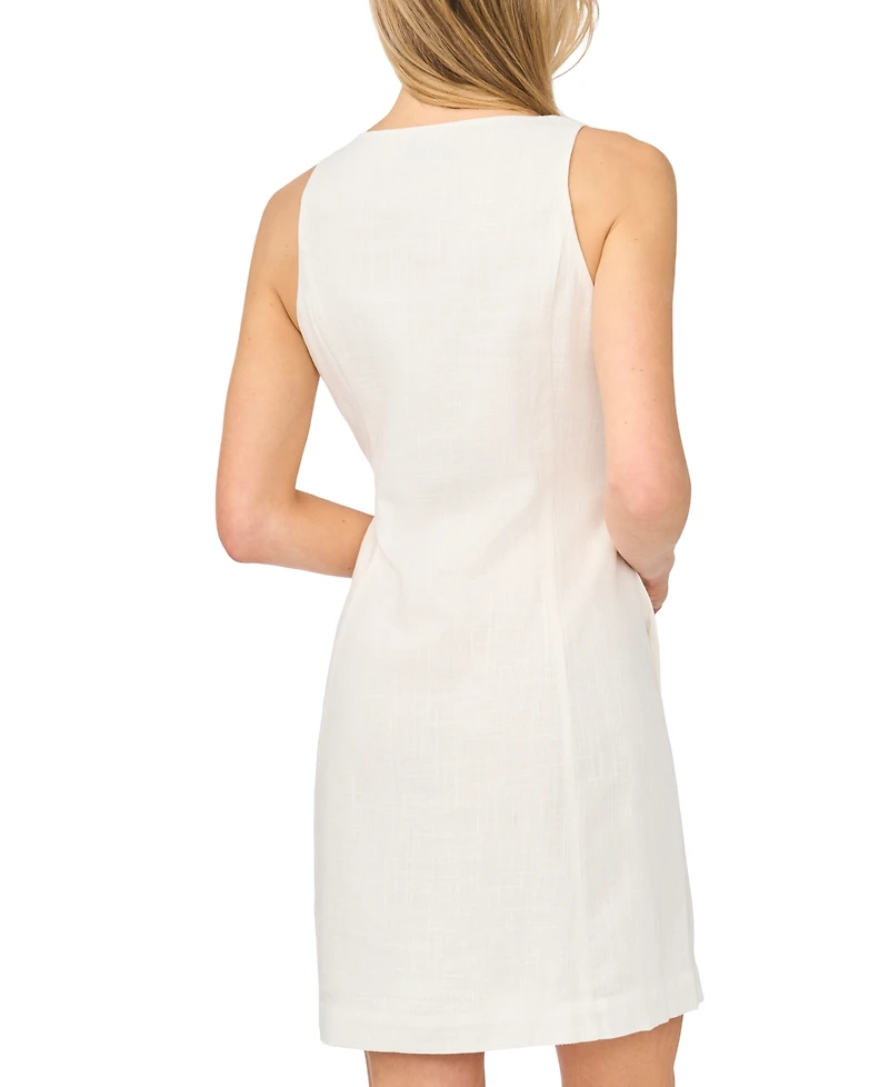 CeCe Women's Sleeveless Button-Front Scalloped Dress