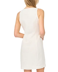 CeCe Women's Sleeveless Button-Front Scalloped Dress