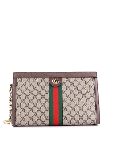 Pre-Owned Gucci Medium Ophidia Chain Shoulder Bag Gg Coated Canvas