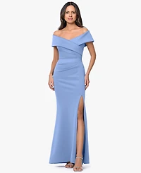 Xscape Women's Off-The-Shoulder Side-Slit Gown