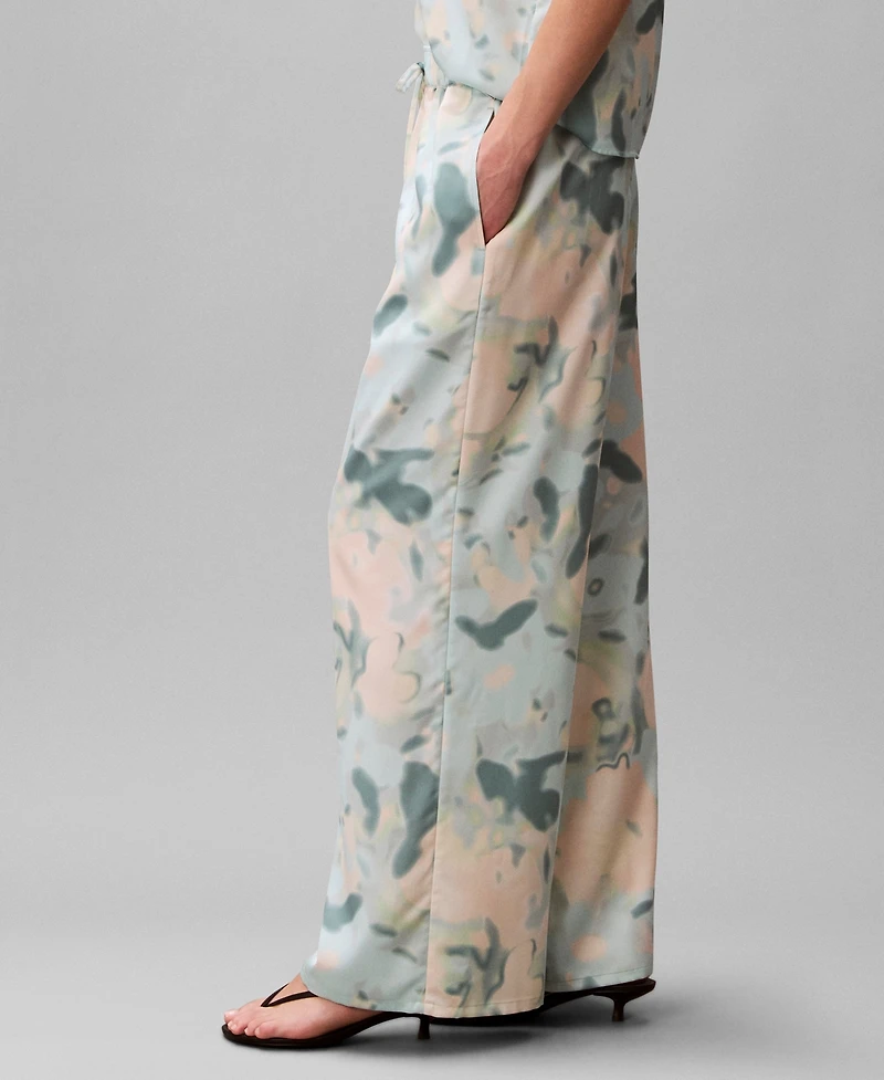 Calvin Klein Women's High-Rise Straight-Fit Wide-Leg Pull-On Pants