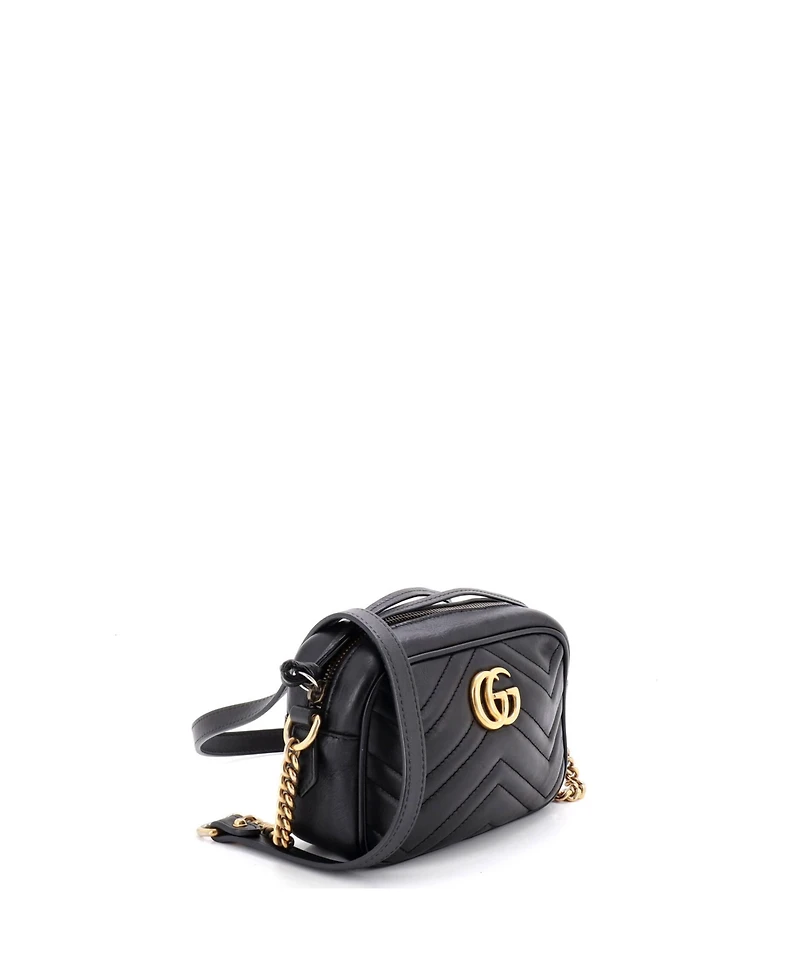 Pre-Owned Gucci Mini Gg Marmont Shoulder Bag Matelasse Leather