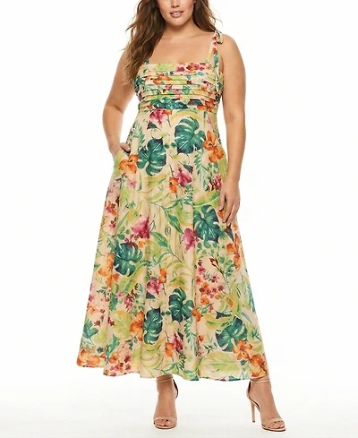 Taylor Plus Sleeveless Square Neck Midi Dress