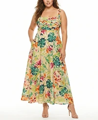 Taylor Plus Sleeveless Square Neck Midi Dress