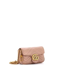 Pre-Owned Gucci Super Mini Gg Marmont Flap Bag Matelasse Leather