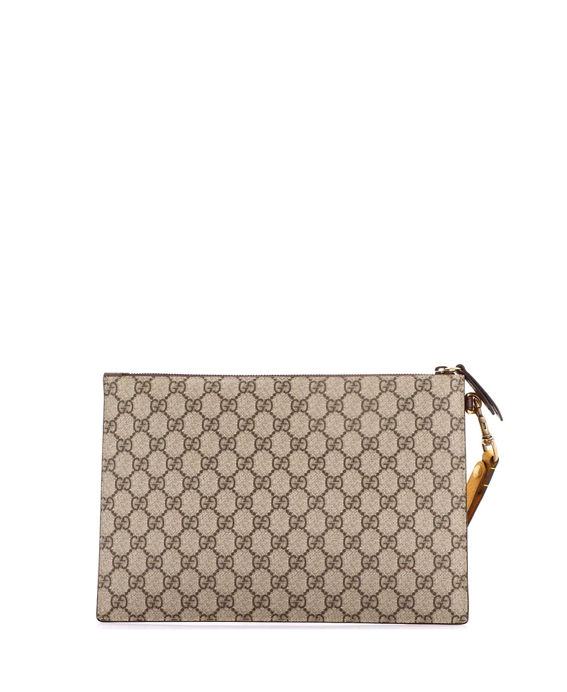 Pre-Owned Gucci Neo Vintage Wristlet Pouch Gg Coated Canvas