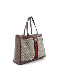 Pre-Owned Gucci East West Disney Three Little Pigs Ophidia Soft Open Tote Gg Coated Canvas