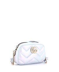 Pre-Owned Gucci Small Gg Marmont Shoulder Bag Chevron Iridescent Leather