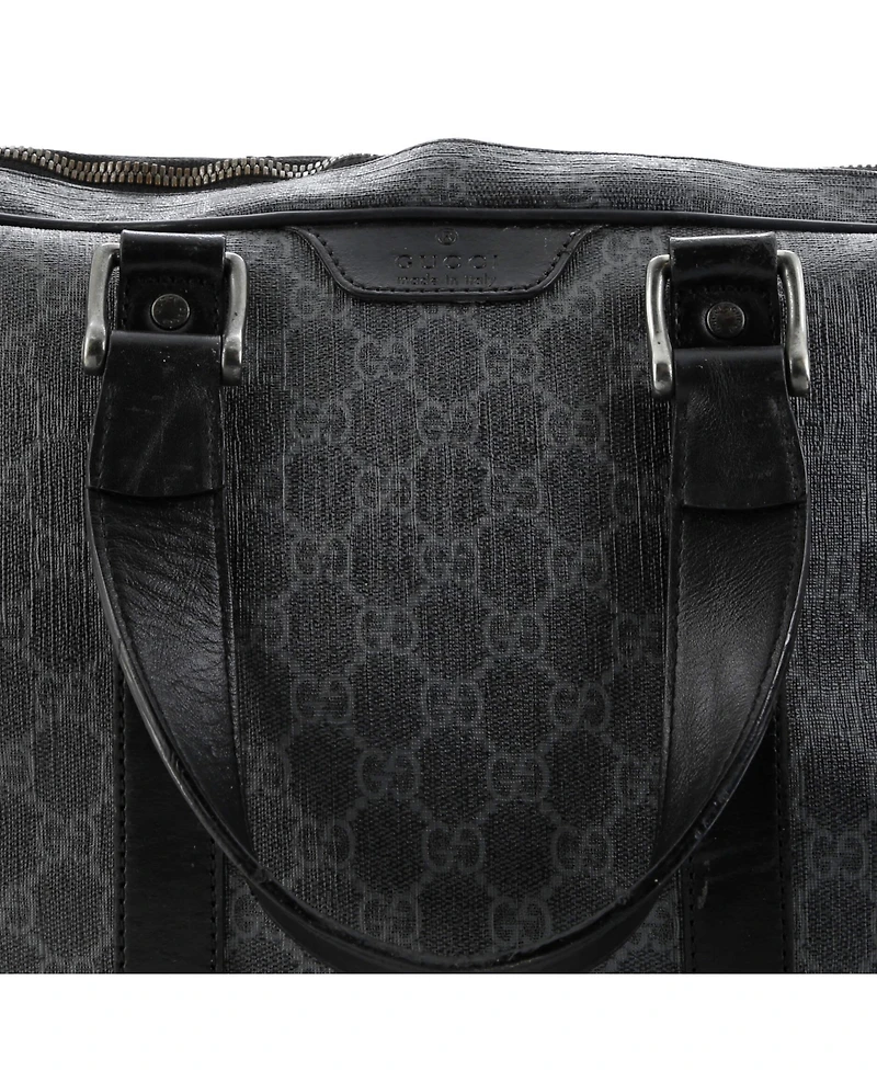 Pre-Owned Gucci Medium Convertible Zip Around Briefcase Gg Coated Canvas