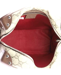 Pre-Owned Gucci Trunk Shoulder Bag Gg Coated Canvas with Studded Leather