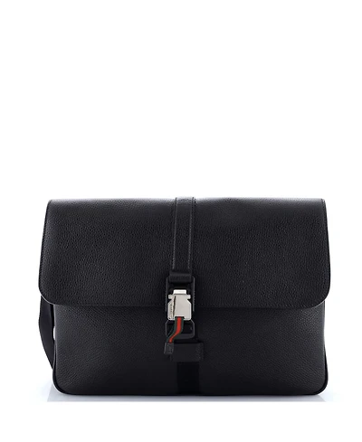 Pre-Owned Gucci Web Buckle Wristlet Briefcase Leather