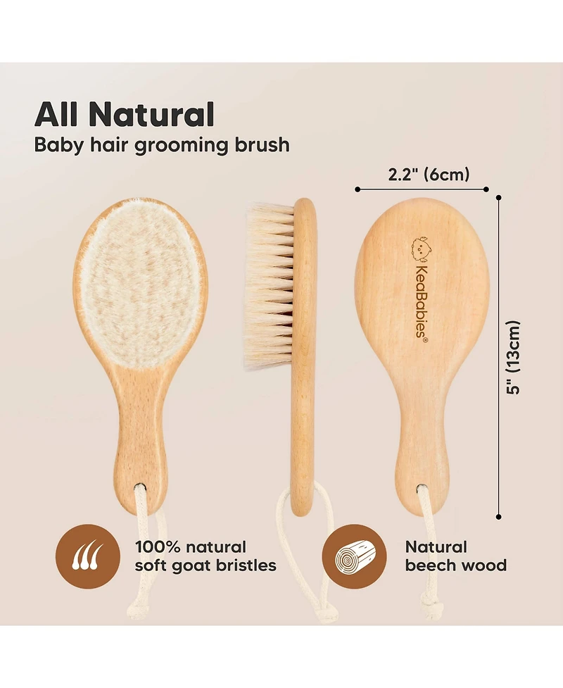 KeaBabies Baby Hair Brush Petite, Oval Cradle Cap Brush, Soft Baby Brush for Infant, Newborn Hairbrush for Girls, Boys, Baby Scalp Brush