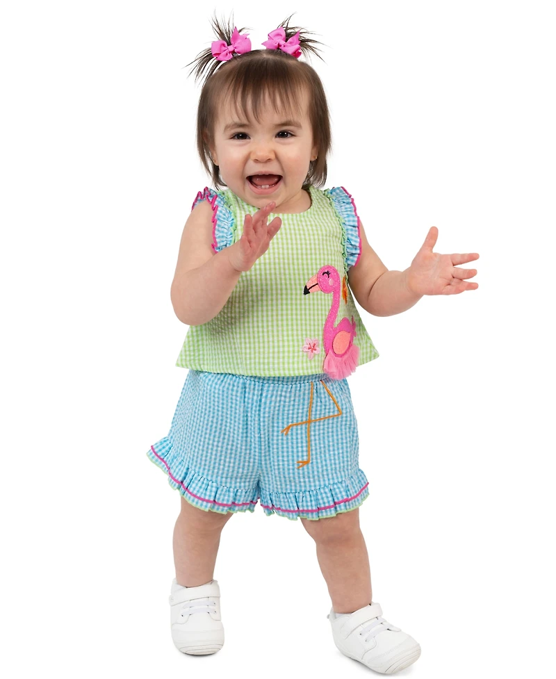 Rare Editions Baby Girls' Sleeveless Top and Elastic Waistband Shorts, 2-Piece Set