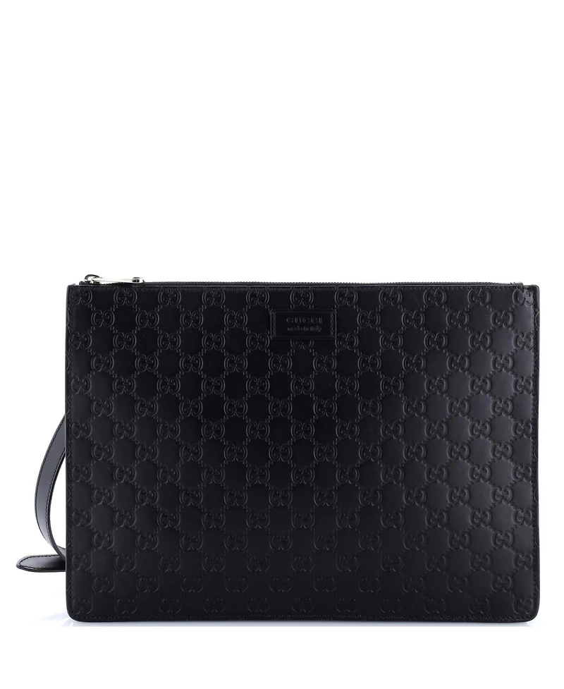 Pre-Owned Gucci Large Zip Messenger Bag Guccissima Leather