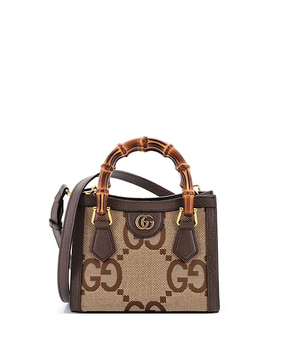 Pre-Owned Gucci Mini Diana Nm Bamboo Handle Tote Jumbo Gg Canvas