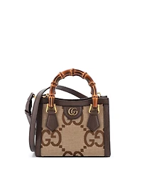 Pre-Owned Gucci Mini Diana Nm Bamboo Handle Tote Jumbo Gg Canvas