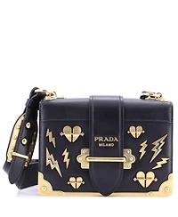 Pre-Owned Prada Small Cahier Crossbody Bag Embellished Leather