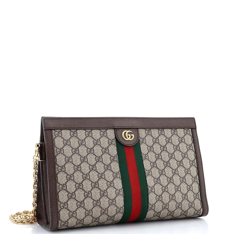 Pre-Owned Gucci Medium Ophidia Chain Shoulder Bag Gg Coated Canvas