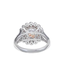 Suzy Levian New York Sterling Silver Cubic Zirconia Unique Double Halo Flower Proposal Ring