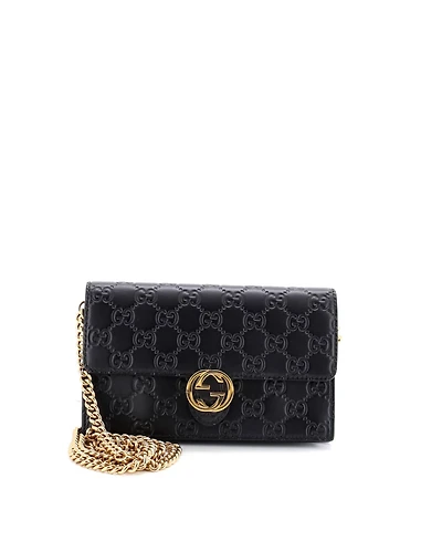 Pre-Owned Gucci Icon Wallet on Chain Guccissima Leather
