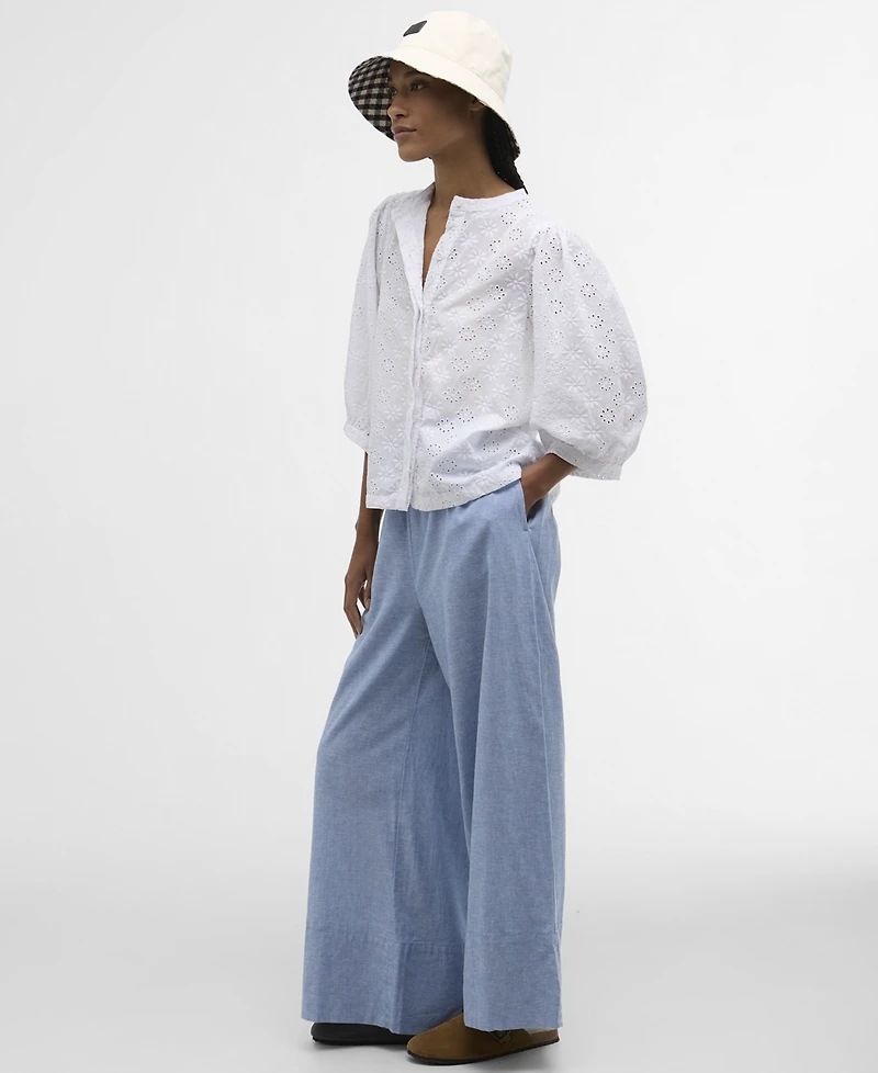 Barbour Women's Layla Broderie Anglaise Concealed Placket Top