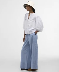 Barbour Women's Layla Broderie Anglaise Concealed Placket Top