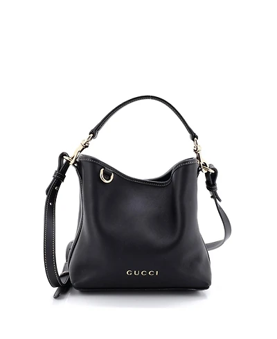 Pre-Owned Gucci Small Emblem Bucket Bag Leather