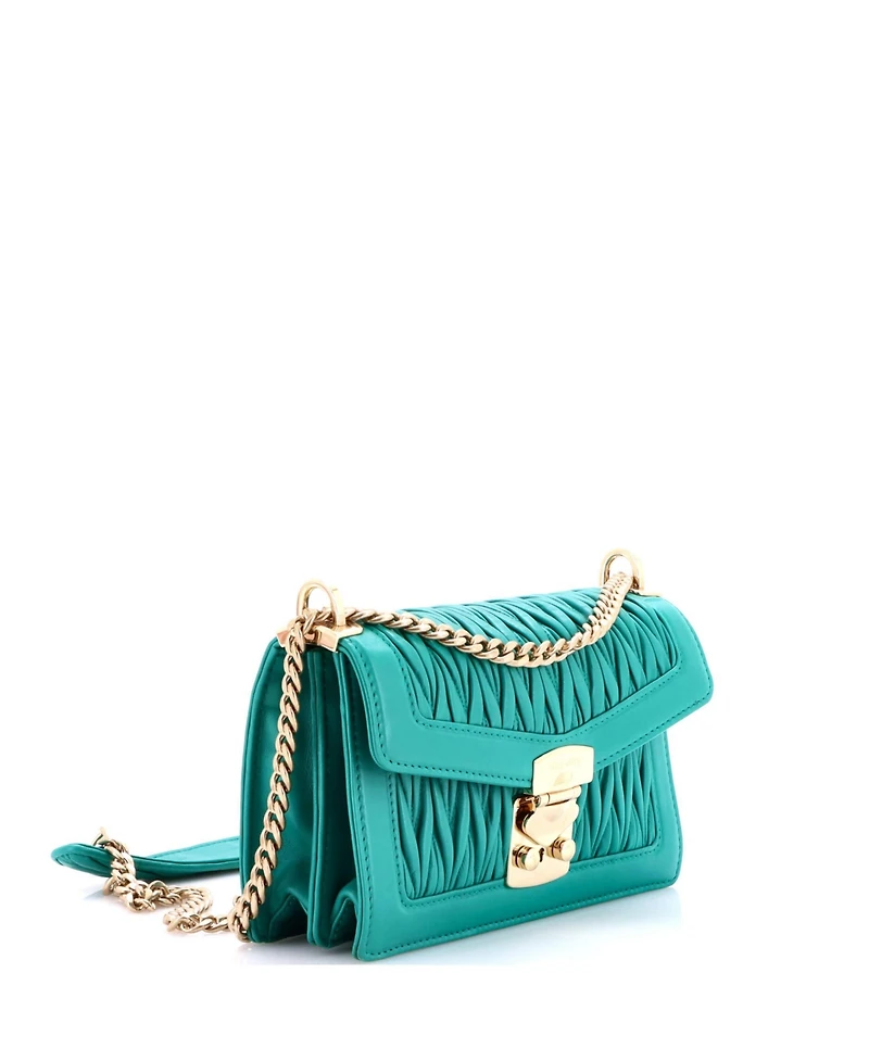 Pre-Owned Miu Miu Medium Flap Lock Shoulder Bag Matelasse Leather