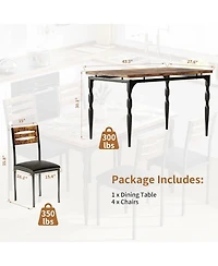 gaomon 5 Piece Dining Table Set, Industrial Style Dining Table and Chairs Set for 4, Kitchen Table Set for Dining Room Kitchen Apartment