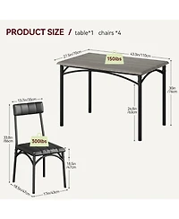 gaomon Kitchen Table and Chairs for 4, Dining Table Set for 4 with Upholstered Chairs, 5 Piece Rectangular Kitchen Table Set, Dining Room Table Set